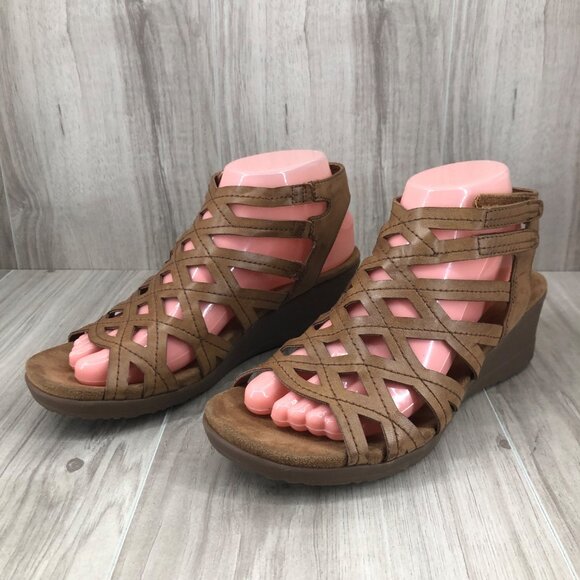 Baretraps Wedge Sandals Womens 8M Trella Brown Hook and Loop Shoes - Picture 4 of 12